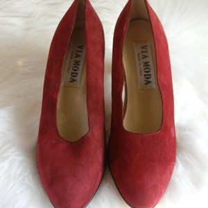Suede Crimson Pumps